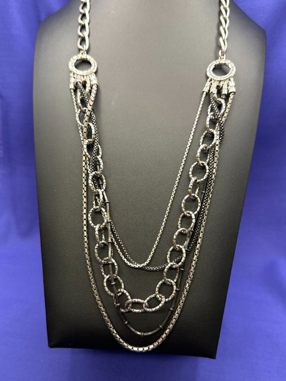 Brighton Pebble Cascade 5-Strand Gunmetal & Silver-Plated Chains - Picture 6 of 9